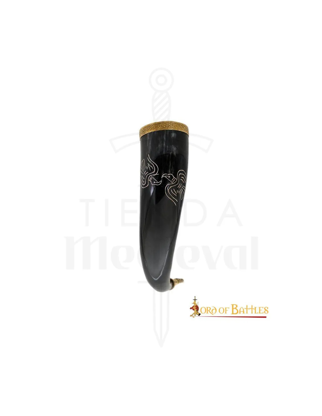 Cuerno vikingo para beber modelo Cuervos gemelos