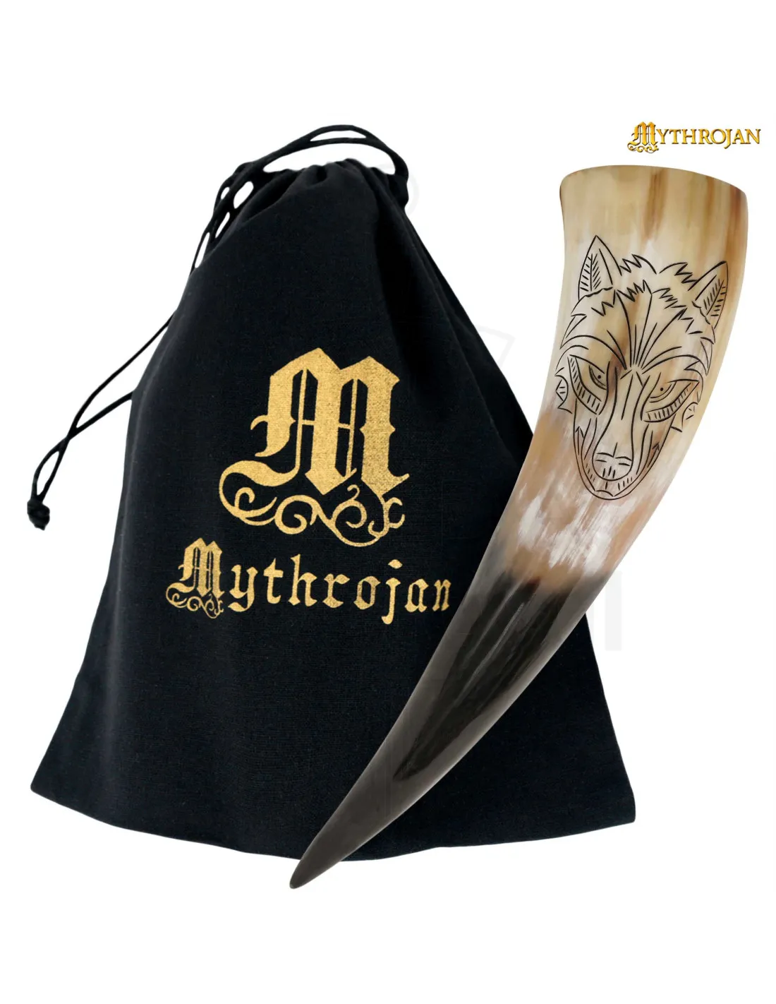 Cuerno vikingo para beber modelo Lobo (400 ml.)