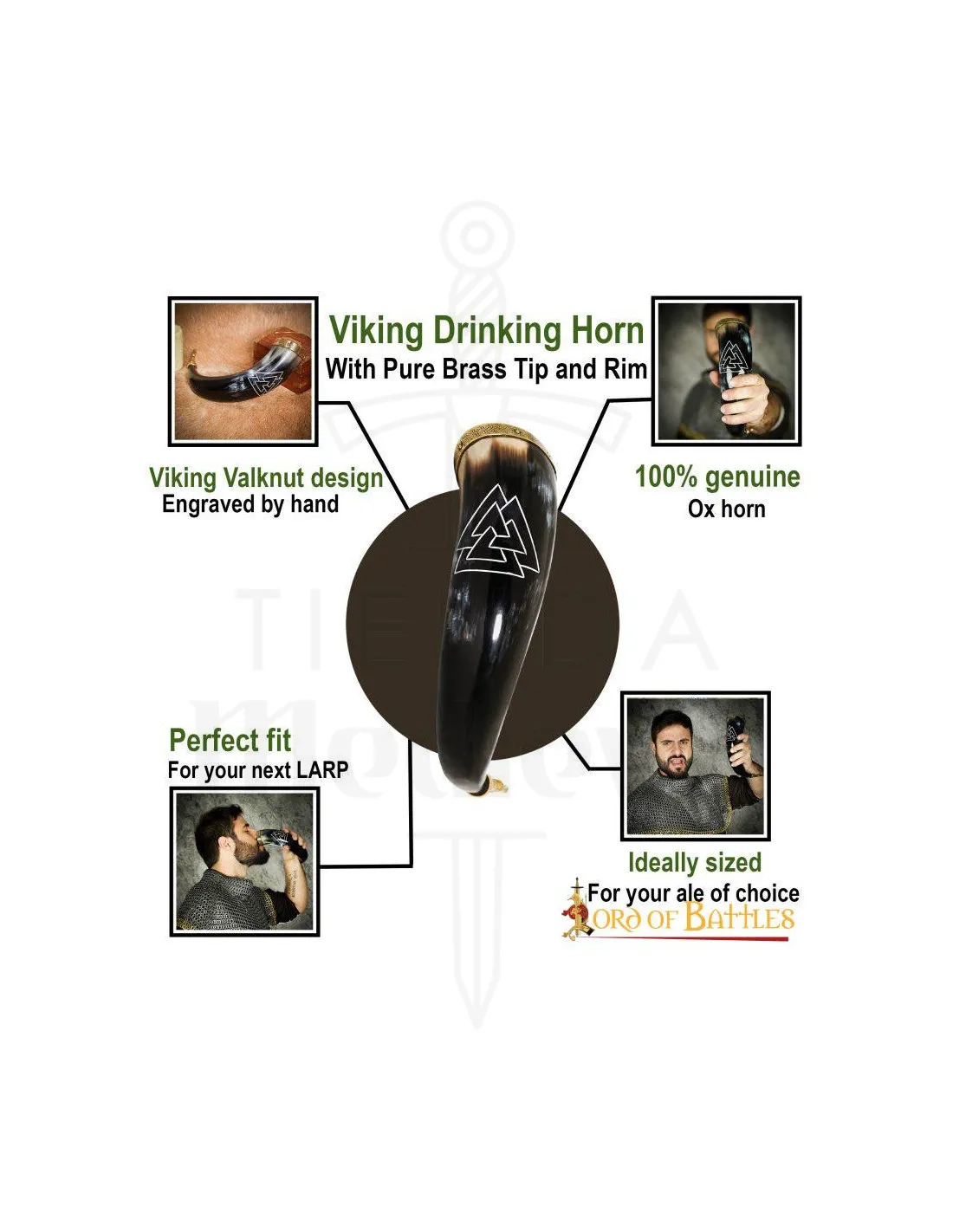 Cuerno vikingo para beber modelo Valknut