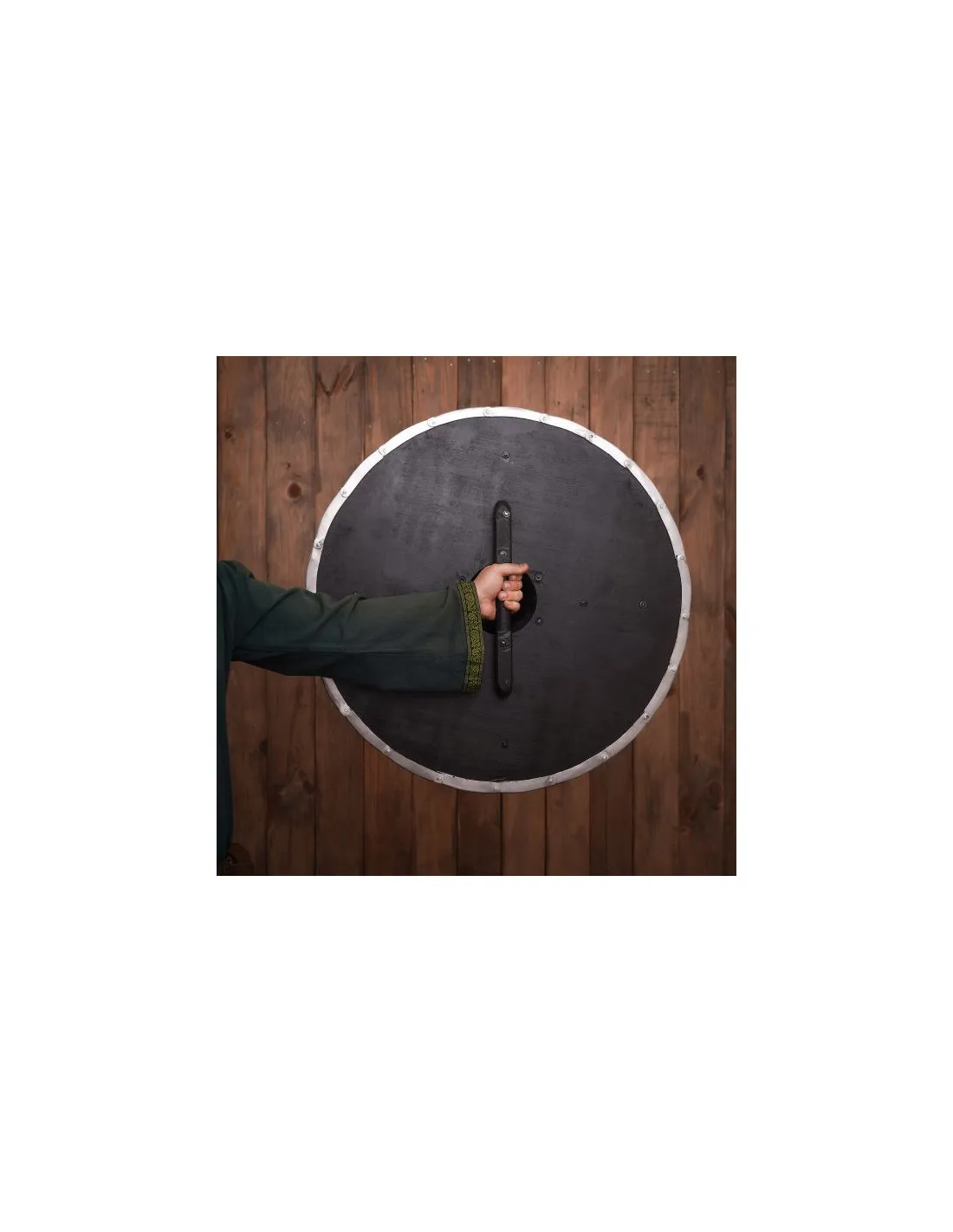 Escudo redondo vikingo de madera con tachones