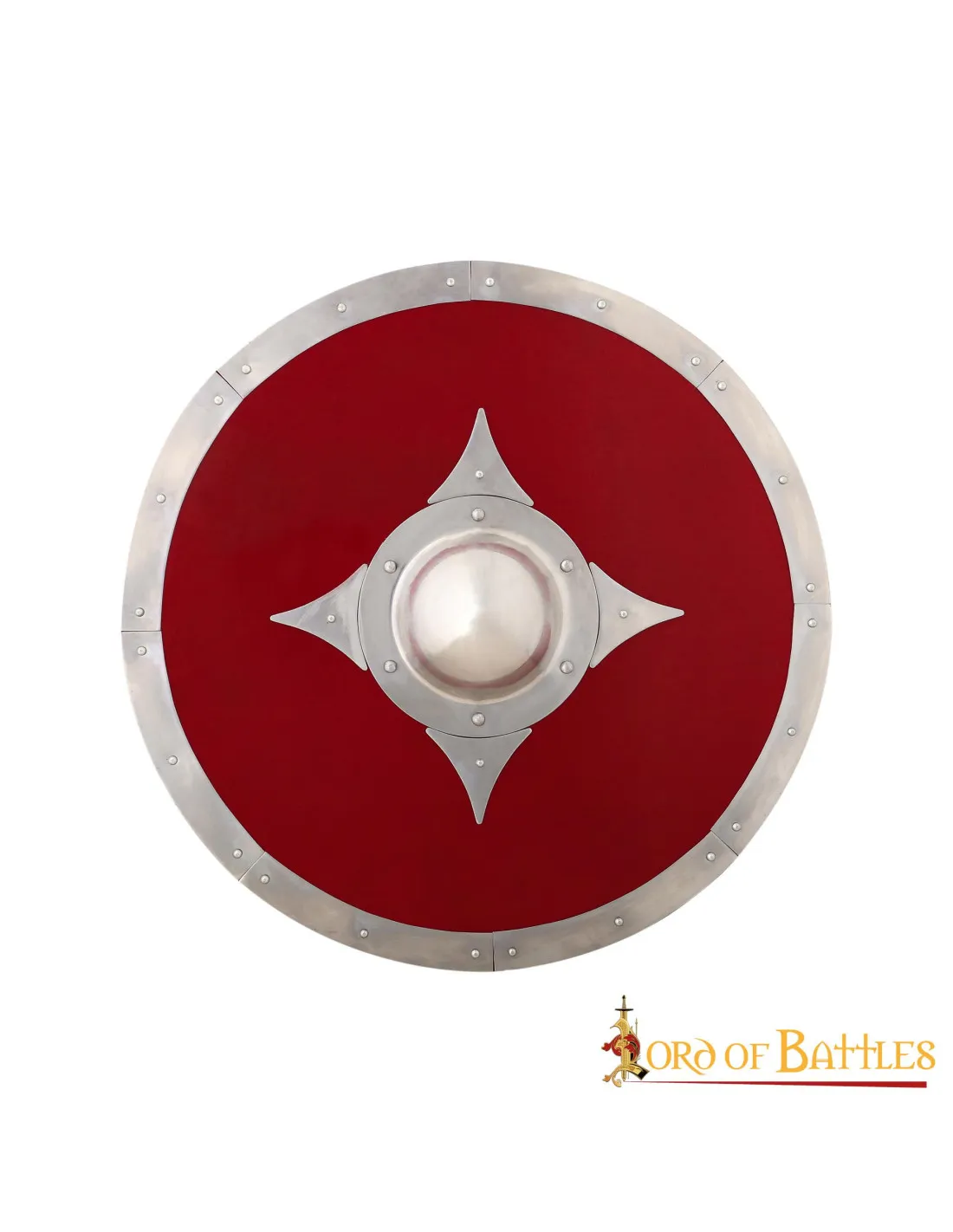 Escudo vikingo de combate de madera roja