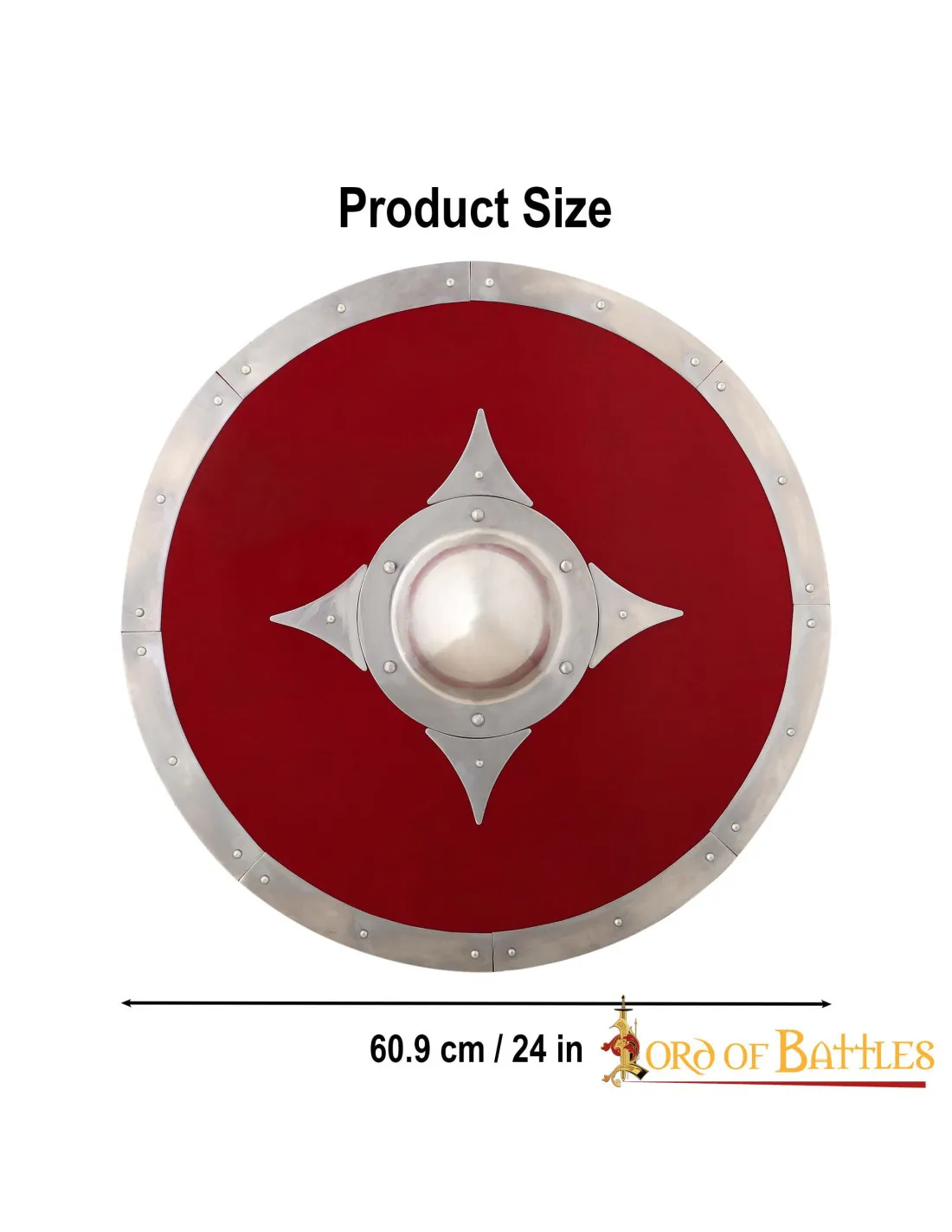 Escudo vikingo de combate de madera roja