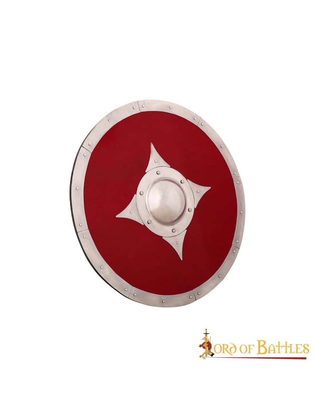 Escudo vikingo de combate de madera roja
