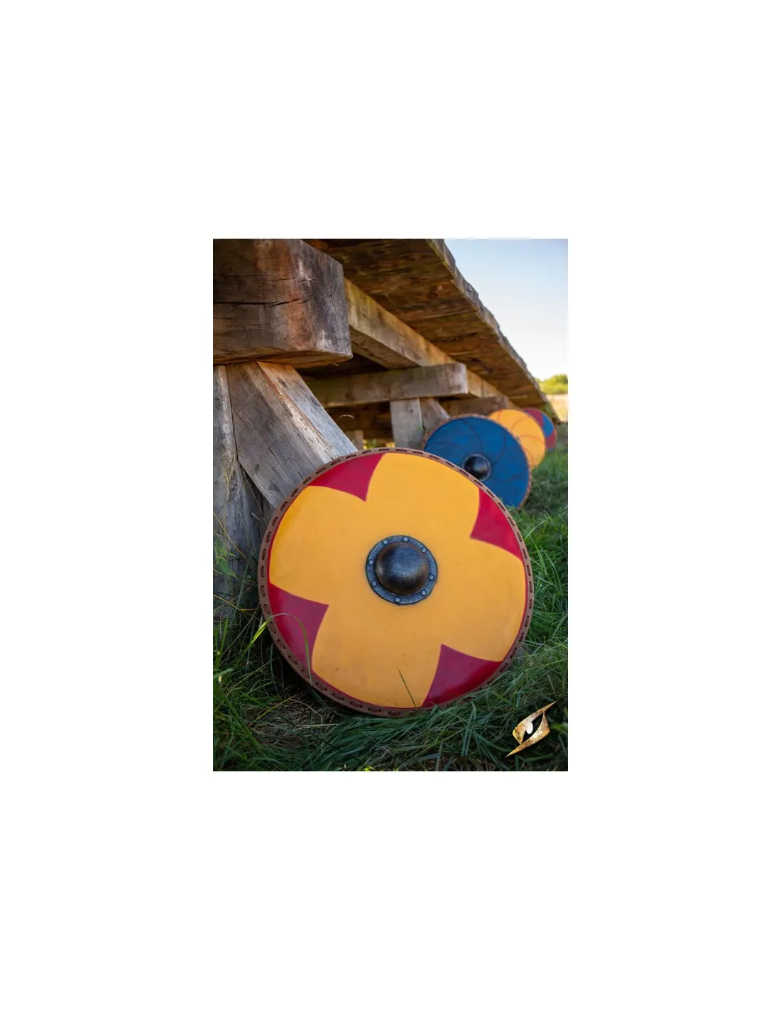 ESCUDO VIKINGO GASTIR PARA LARP (AMARILLOROJO)