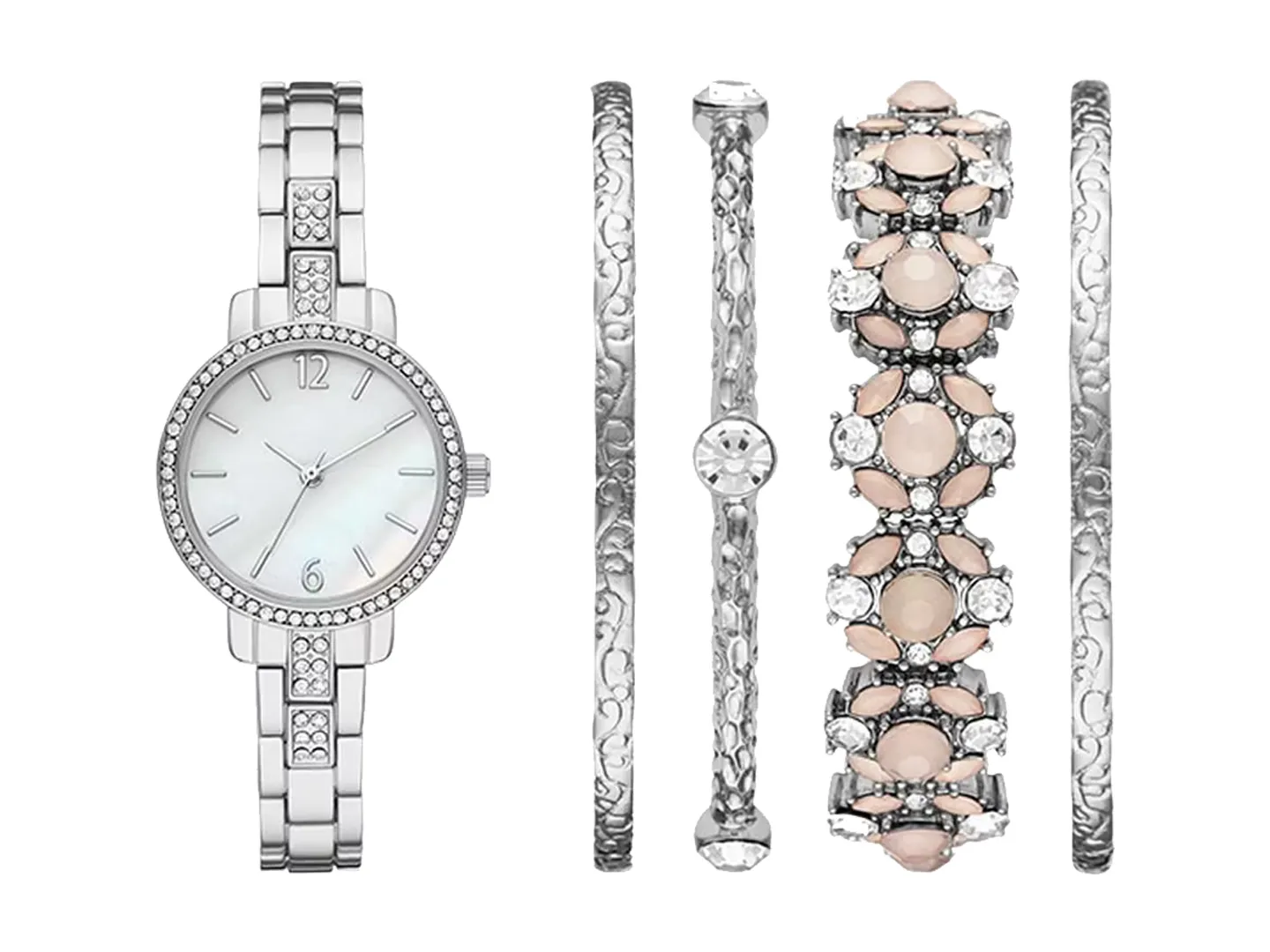 Folio Fmdmc 115 Plata Reloj Dama Set 5 Pzas Dama          (010)