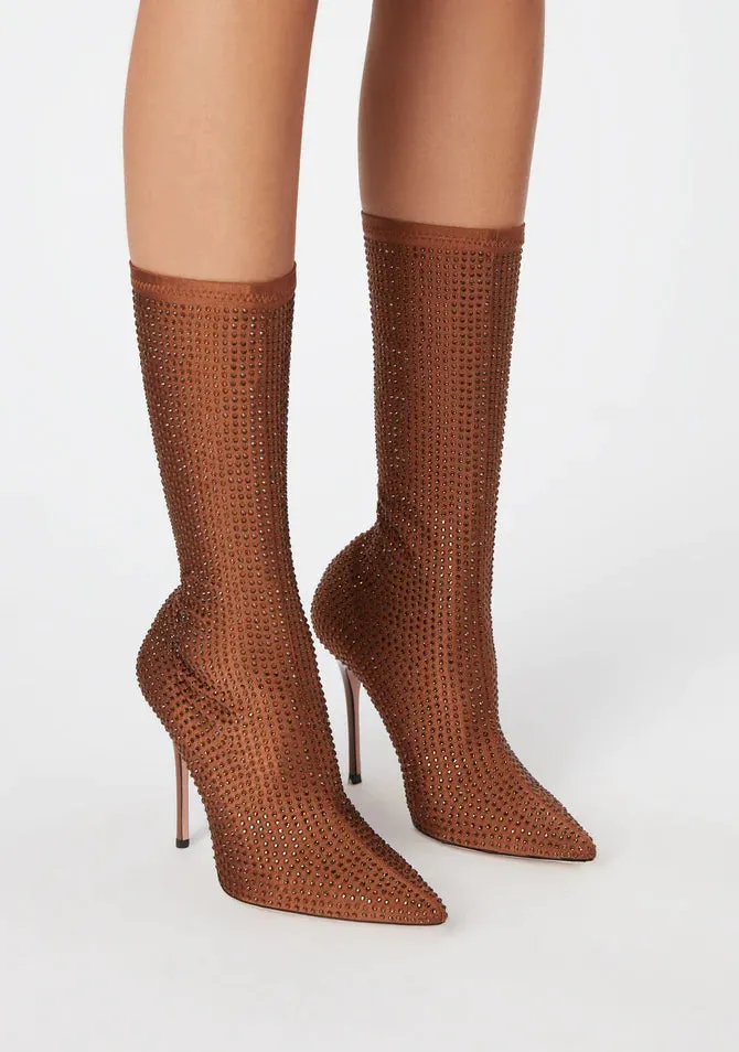 Gedebe Women Logan Bootie Lycra Nude + Crystal Light Amethyst