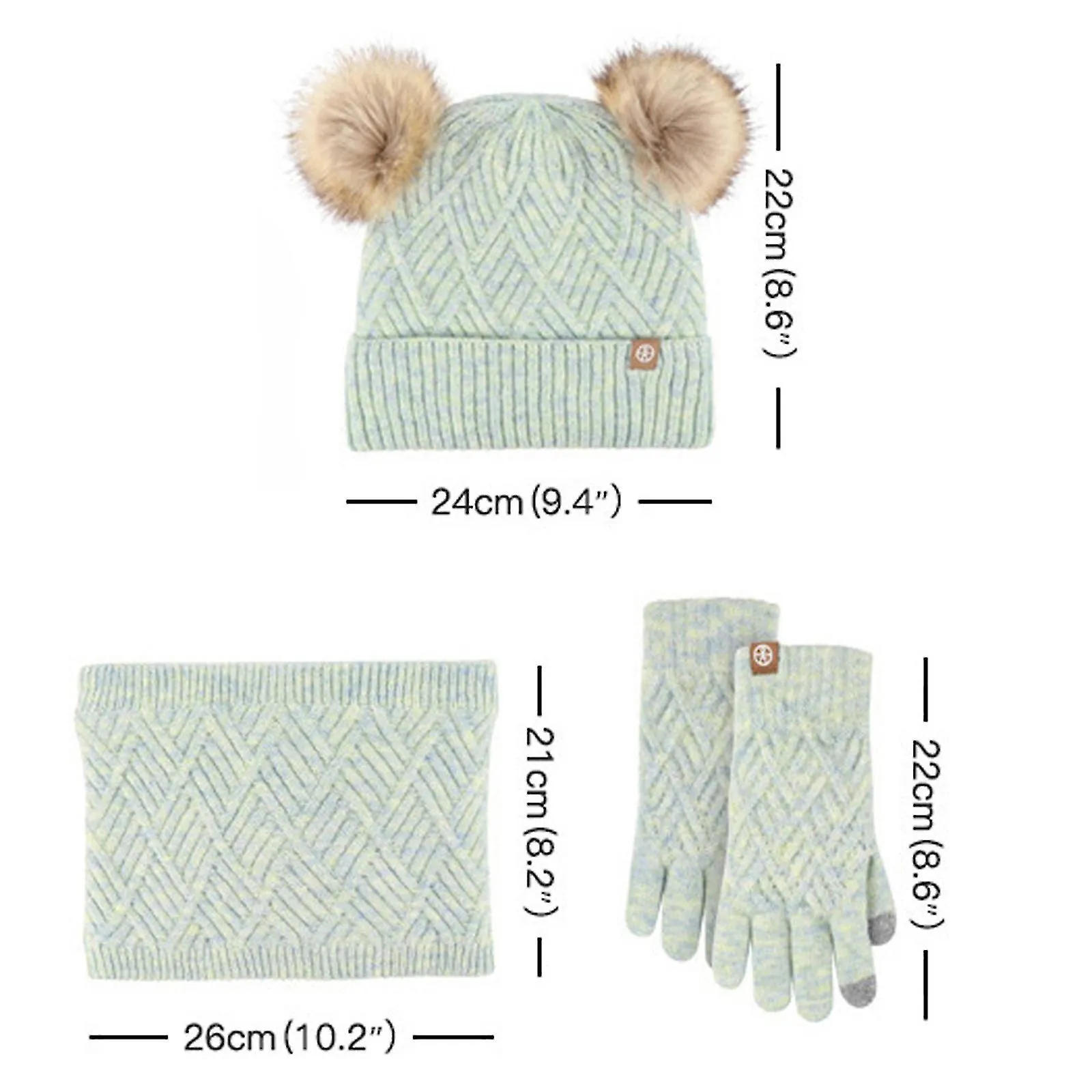 Girls Boys Children Hats Beanie Acrylic Fibres Portable Neck Warmer Gaiter Mittens Fleece Lined Set