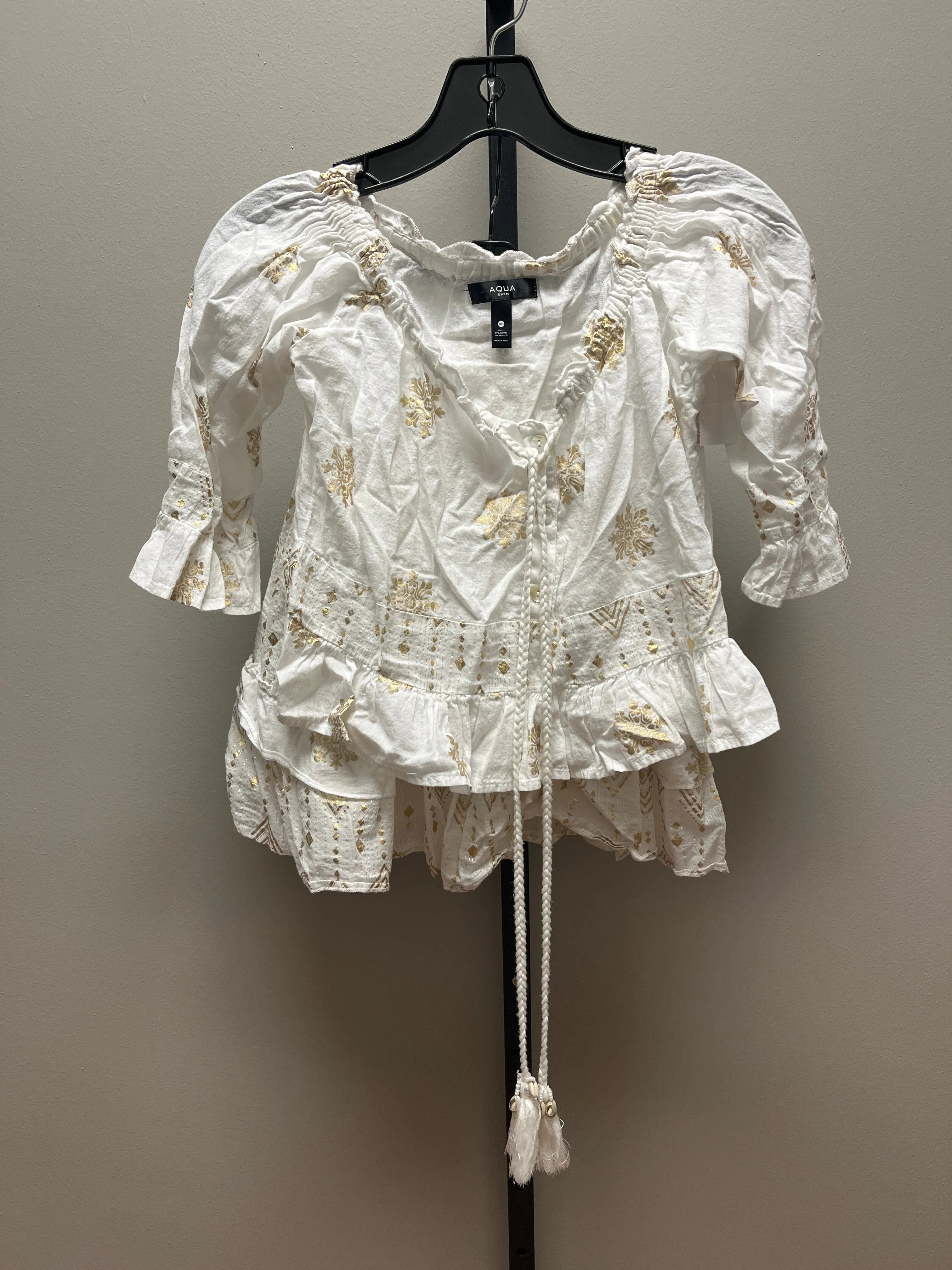 Gold & White Skirt Set 2pc Aqua, Size Xs