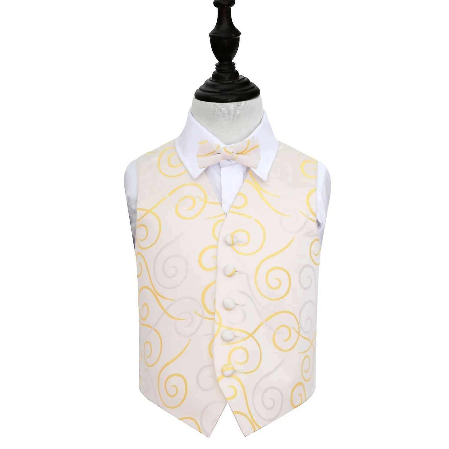 Gold Scroll Wedding Waistcoat and Bow Tie Set for Boys