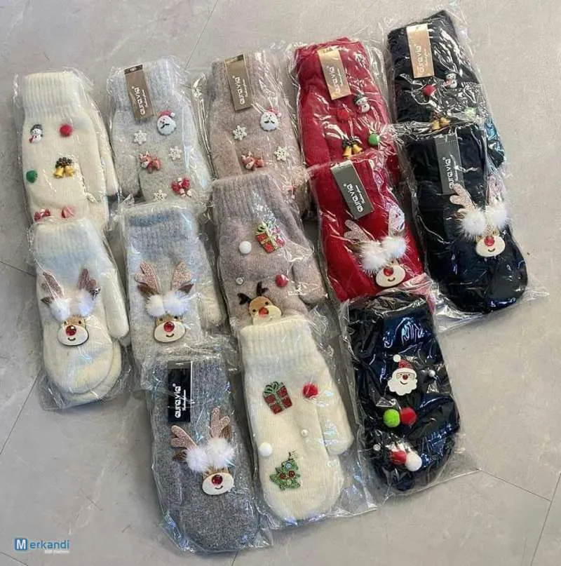 GUANTES CáLIDOS CON MOTIVO NAVIDEñO  NUEVO