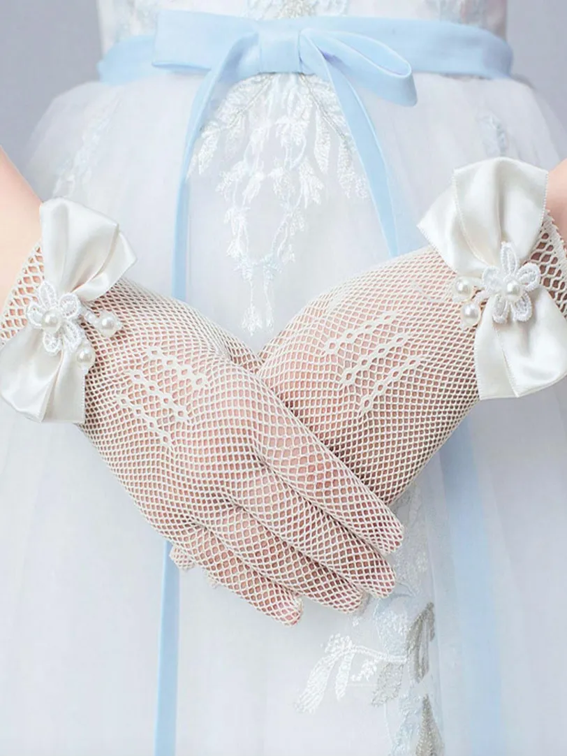 Guantes de Comunión con Malla Elegantes