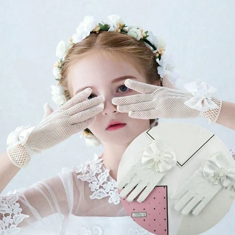 Guantes de Comunión con Malla Elegantes