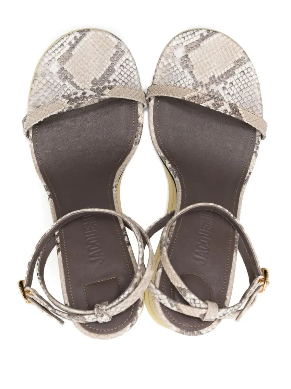 Jacquemus Women Les Doubles Sandales Python Beige/Pale Yellow