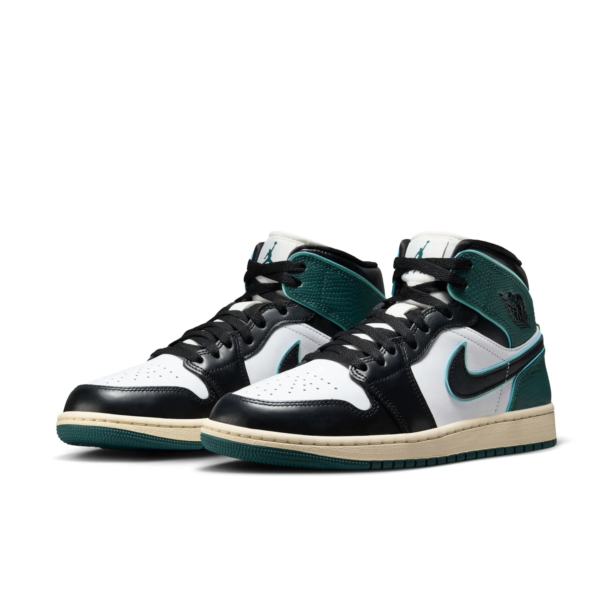 JORDAN WOMEN AIR JORDAN 1 MID SE WHITE/BLACKLIGHT DEWOXIDIZED GREEN