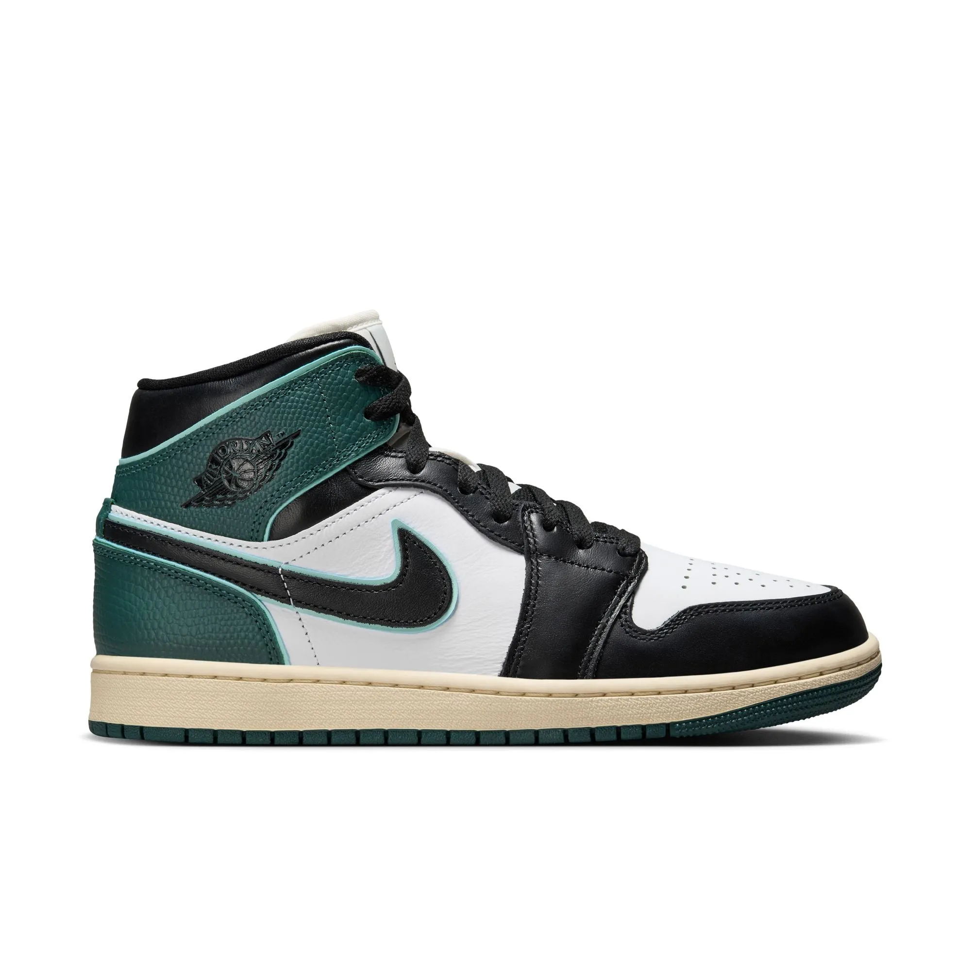 JORDAN WOMEN AIR JORDAN 1 MID SE WHITE/BLACKLIGHT DEWOXIDIZED GREEN