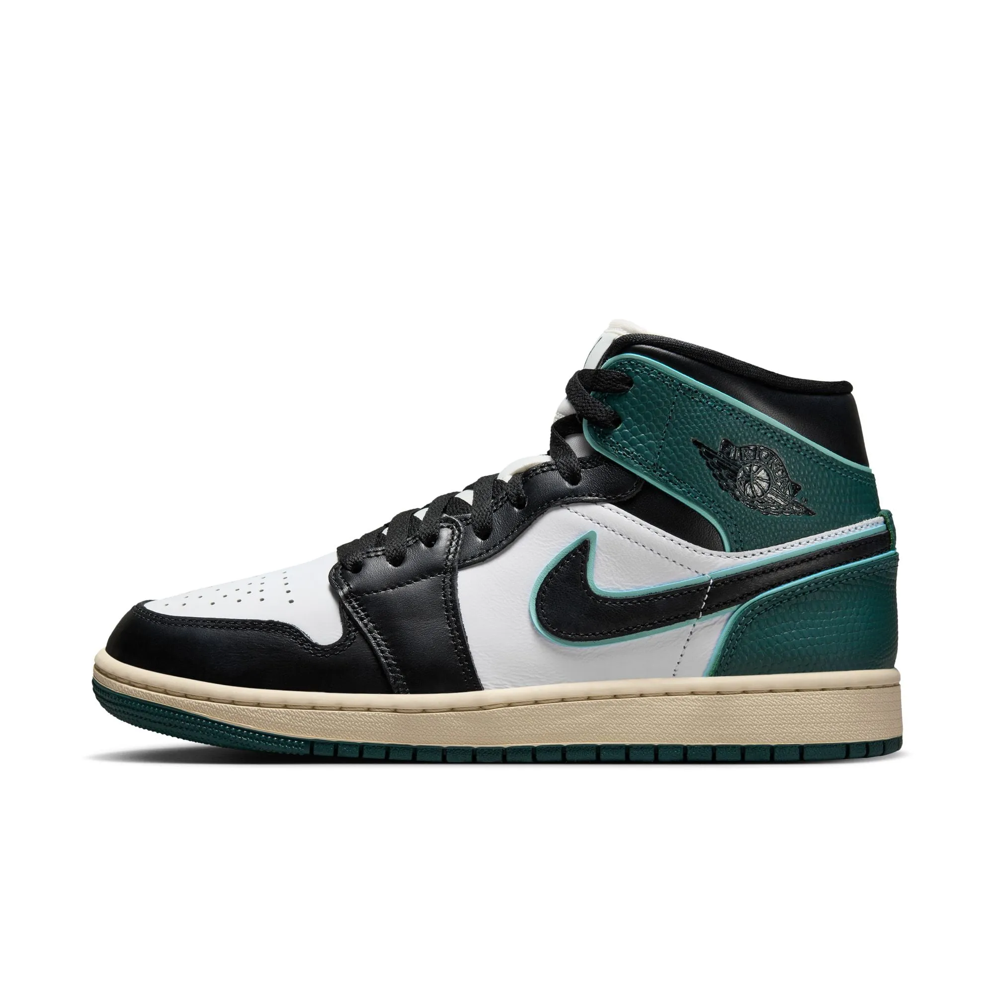 JORDAN WOMEN AIR JORDAN 1 MID SE WHITE/BLACKLIGHT DEWOXIDIZED GREEN