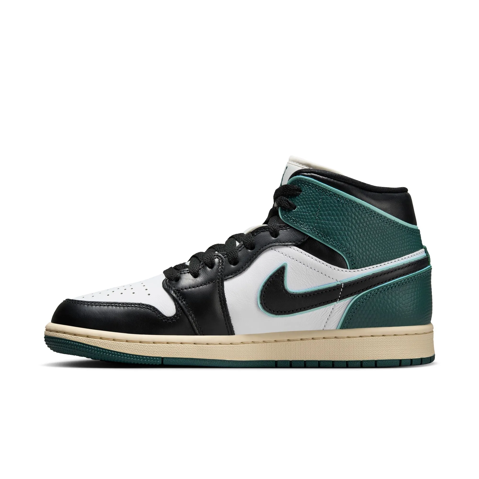 JORDAN WOMEN AIR JORDAN 1 MID SE WHITE/BLACKLIGHT DEWOXIDIZED GREEN