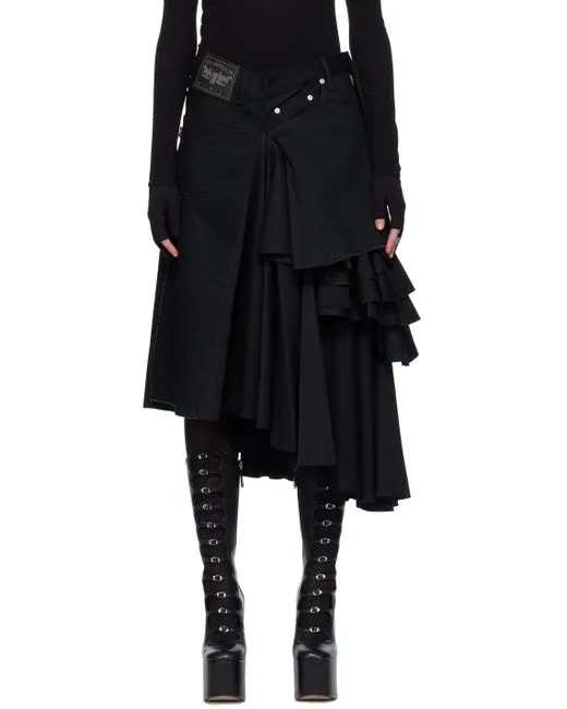 JUNYA WATANABE X LEVIS WOMEN HIGHWAIST LAYERED MAX SKIRT BLACK