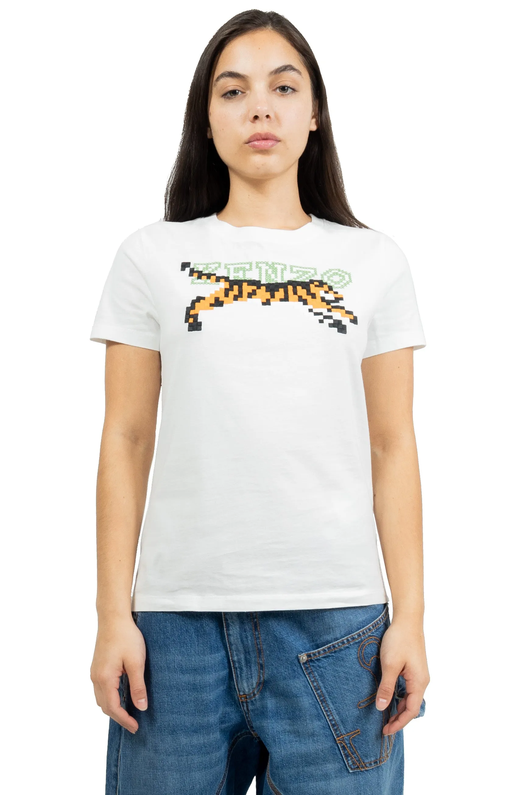KENZO WOMEN TRICOTE TSHIRT COTON OFF WHITE