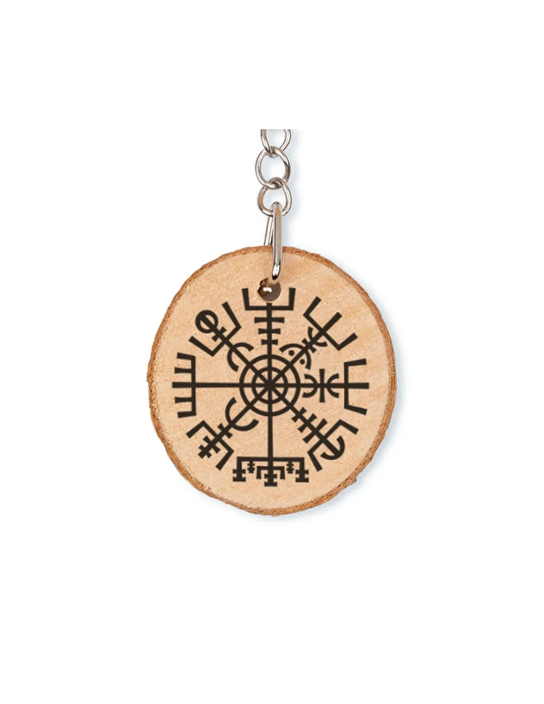 Llavero Vikingo Vegvisir en madera natural