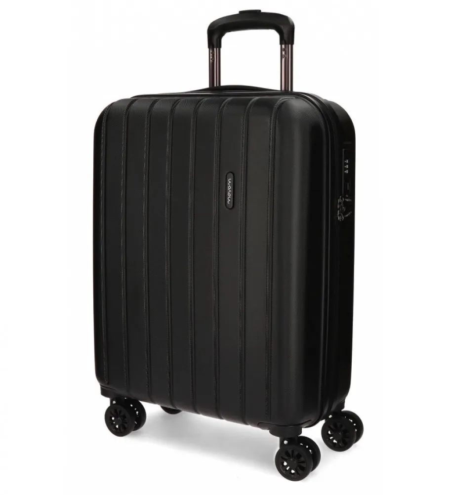 MOVOM MALETA DE CABINA MOVOM WOOD RÍGIDA NEGRA 40X55X20CM