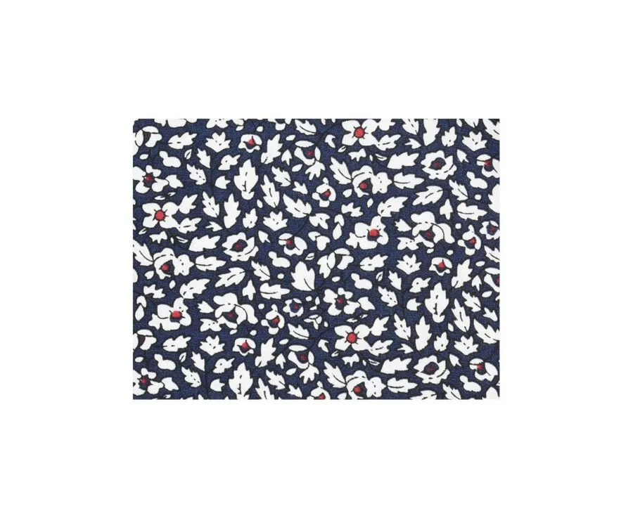 NAVY COTTON SHIRT WITH WHITE AND RED FLOWERS  VICTORIEN