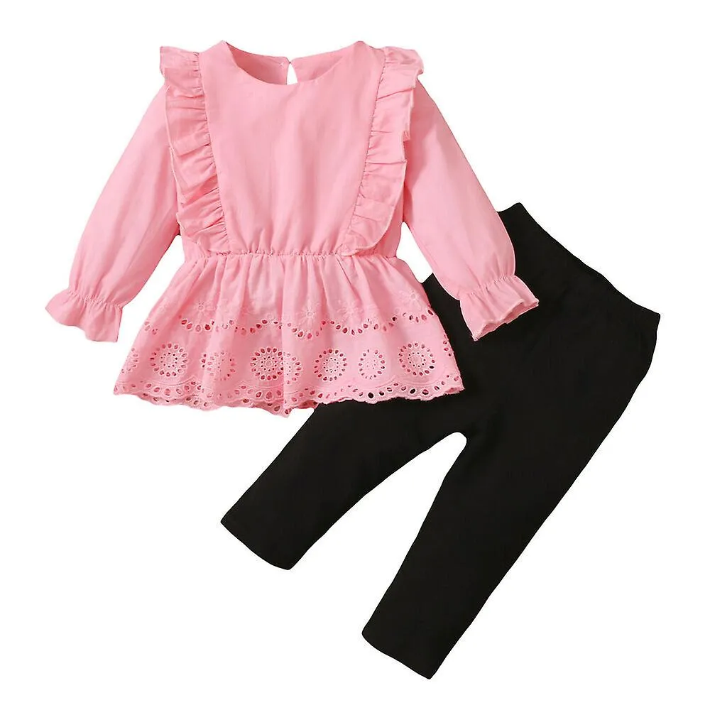 Newborn Baby Girls Lace Clothes Tops+pants Ruffle 2pcs Outfits Set Tracksuit