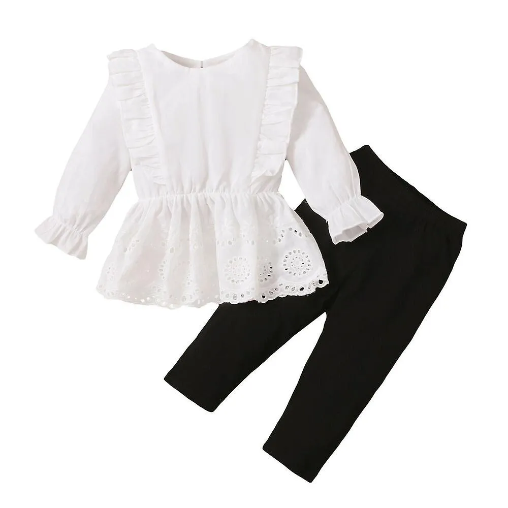 Newborn Baby Girls Lace Clothes Tops+pants Ruffle 2pcs Outfits Set Tracksuit