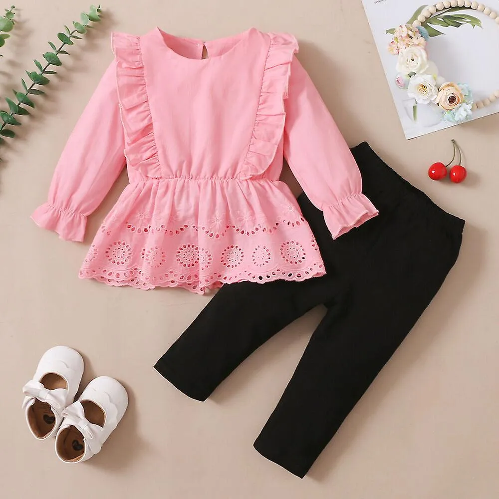 Newborn Baby Girls Lace Clothes Tops+pants Ruffle 2pcs Outfits Set Tracksuit