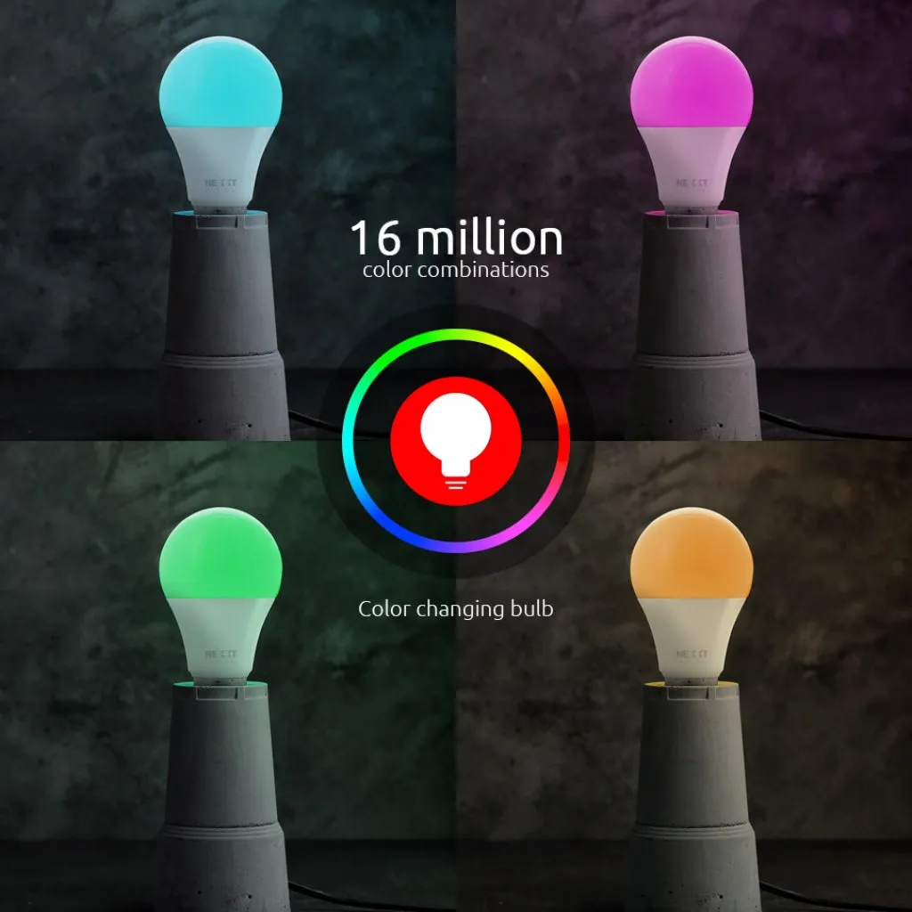 NEXXT SOLUTIONS SET BOMBILLO INTELIGENTE WIFI LED RGB 110V A19 MATTER, 4 UNIDADES