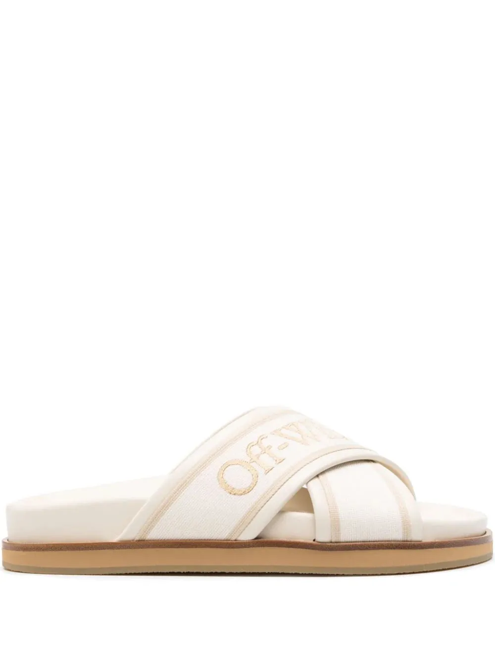 Off White Women Cloud Criss Cross Slider Beige Beige