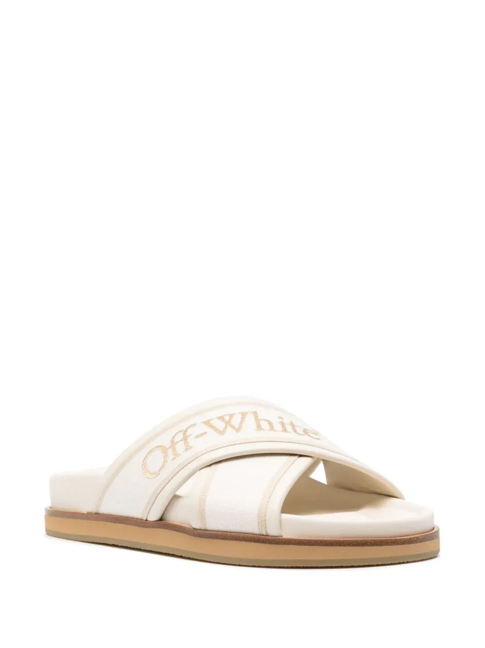 Off White Women Cloud Criss Cross Slider Beige Beige