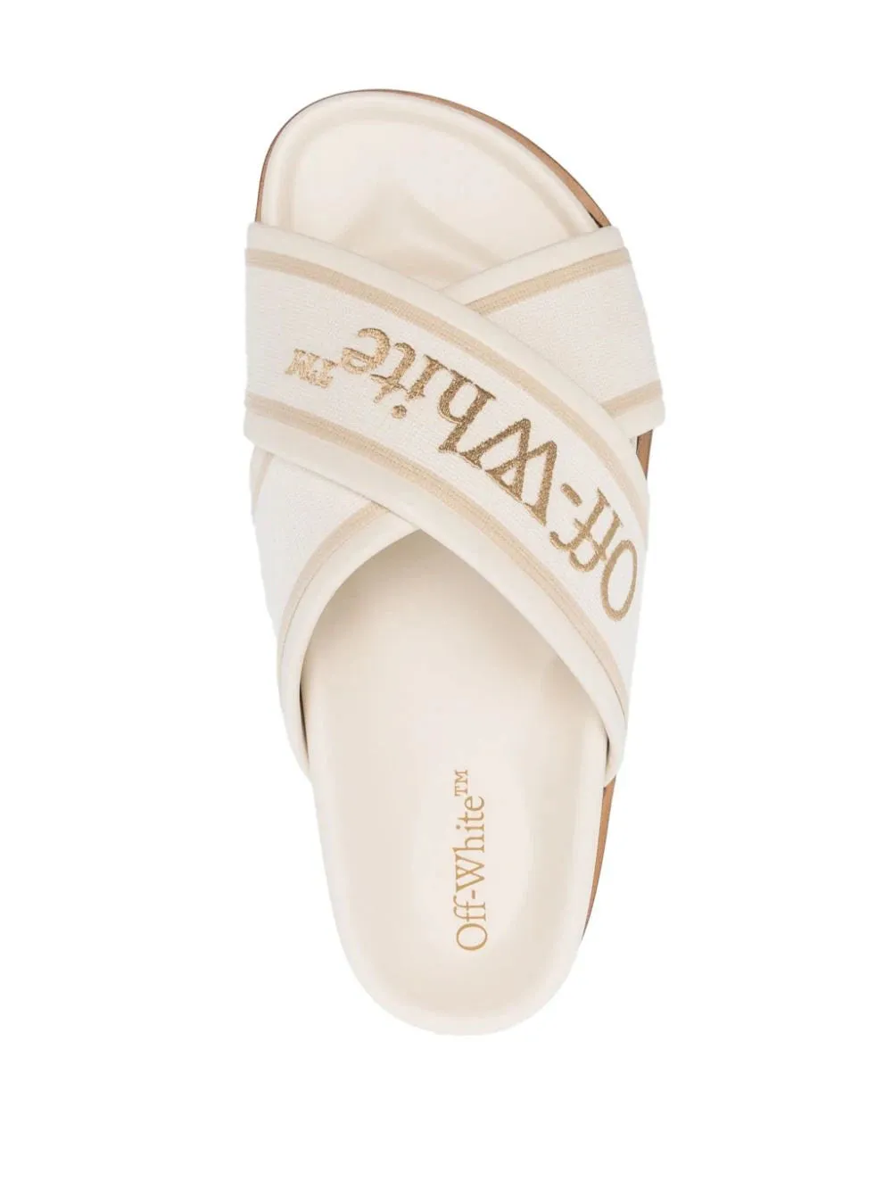 Off White Women Cloud Criss Cross Slider Beige Beige