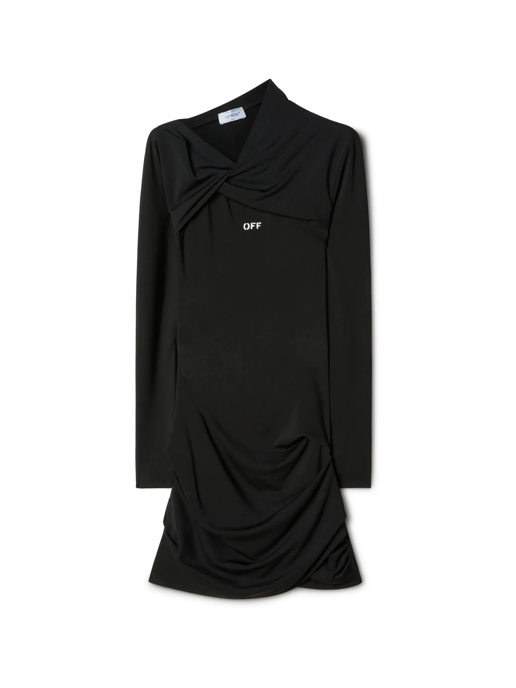 Off White Women Fluid Jer Twist Mini Dress Black White