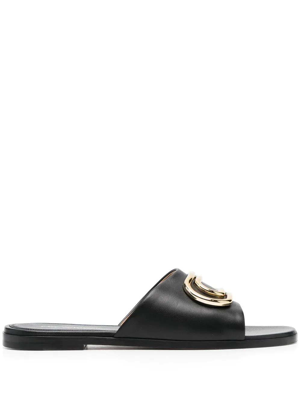 Off White Women Gold Paperclip Nappa Slider Black Gold