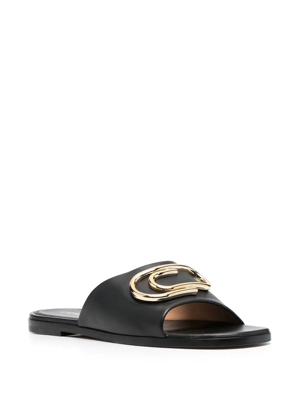 Off White Women Gold Paperclip Nappa Slider Black Gold