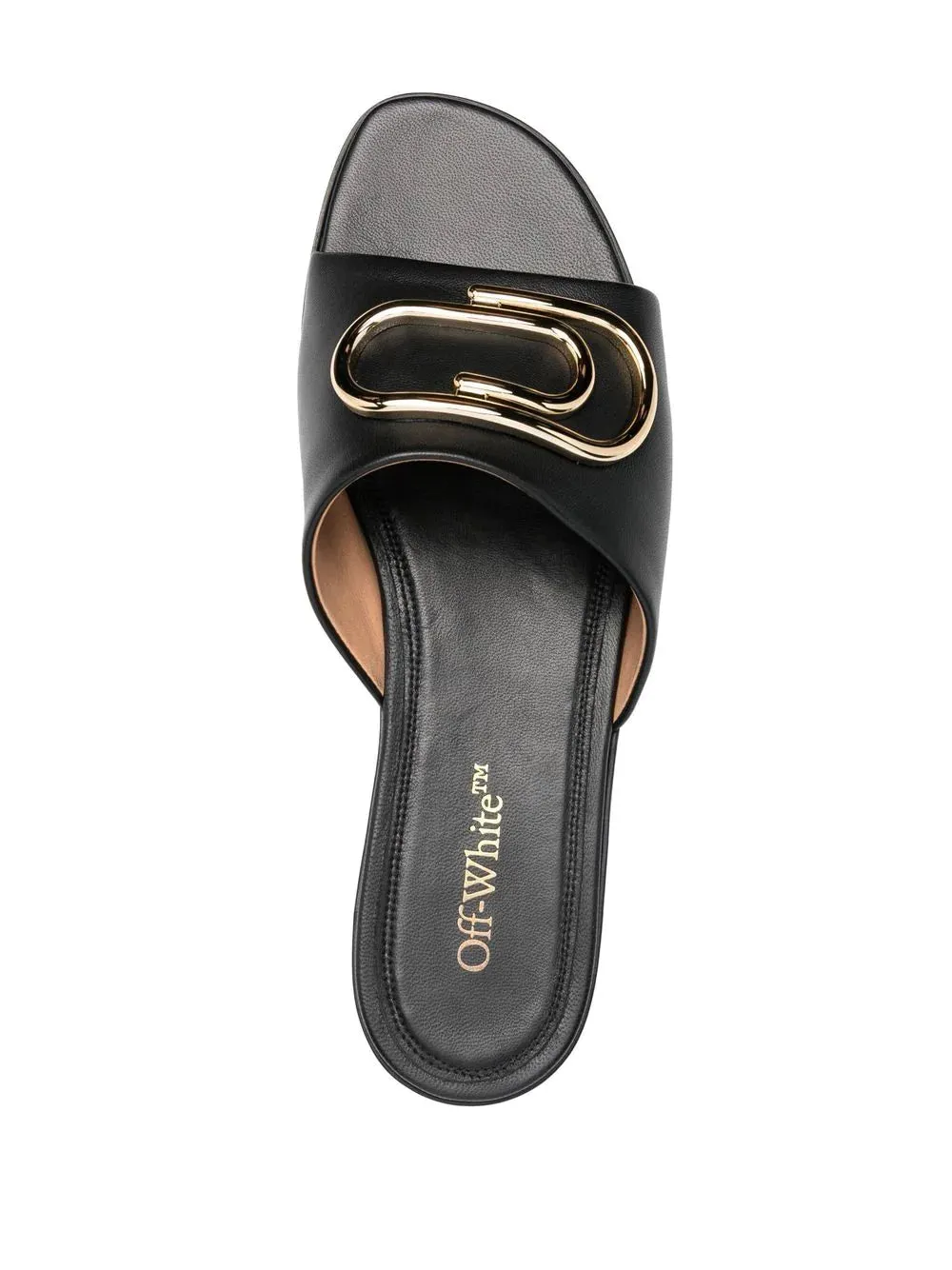 Off White Women Gold Paperclip Nappa Slider Black Gold