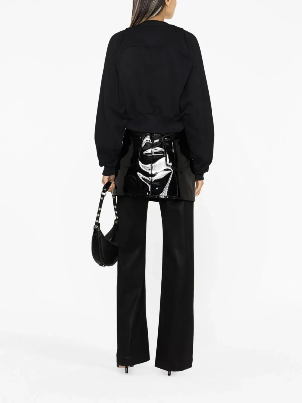 Off White Women Off Stamp Round Crop Crewneck Black White