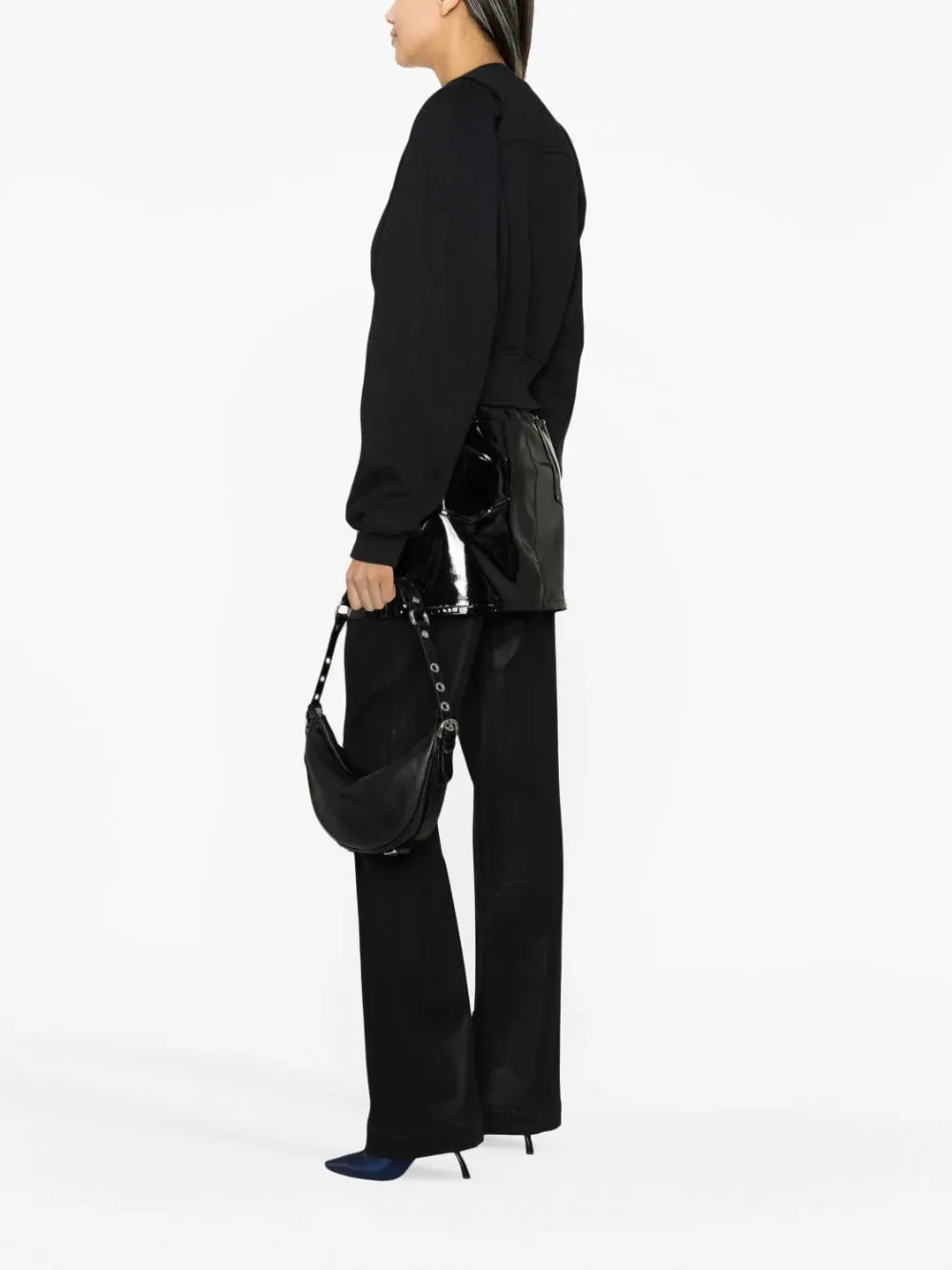 Off White Women Off Stamp Round Crop Crewneck Black White