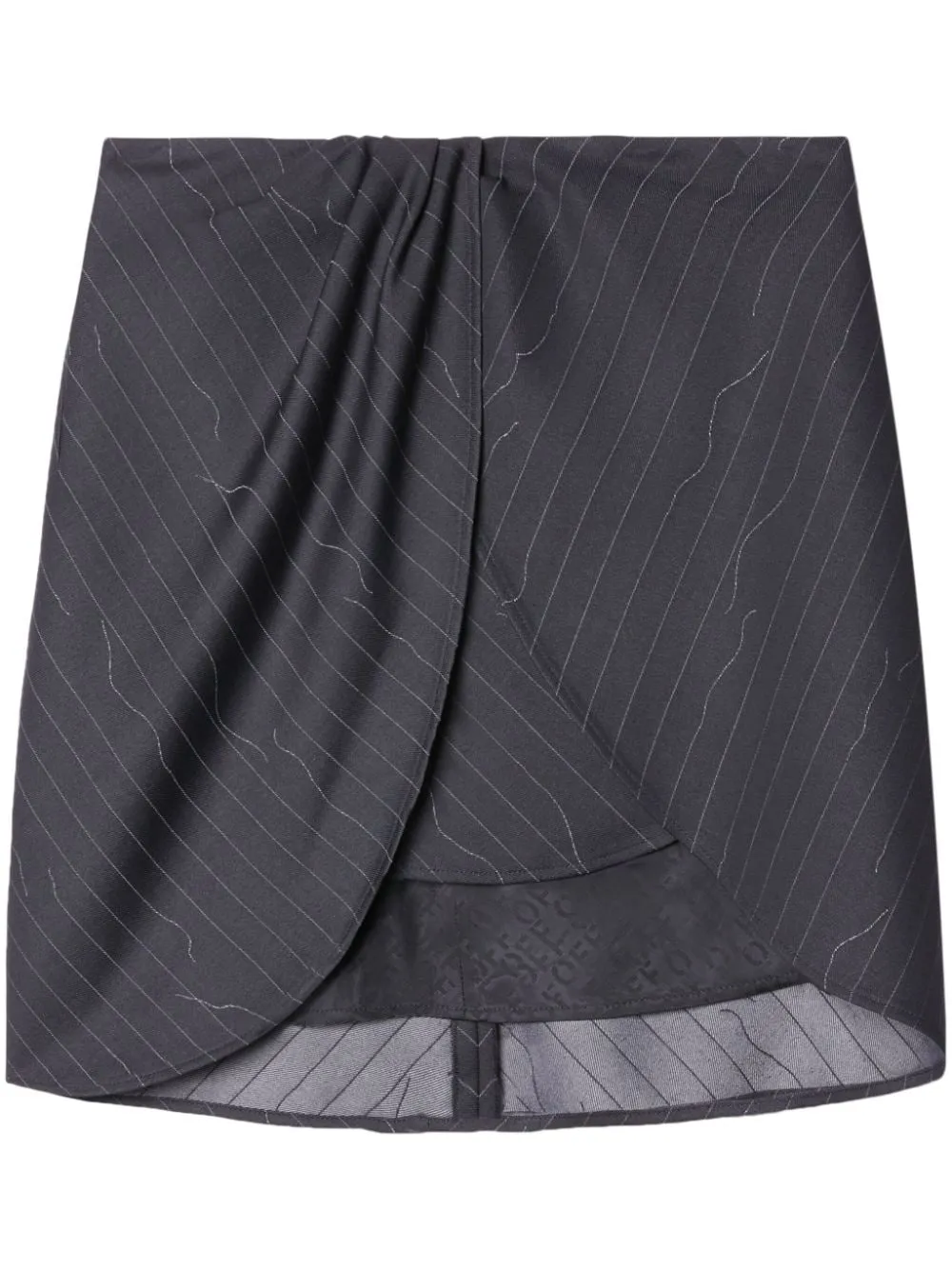 Off White Women Pinstripe Twist Mini Skirt Forged Iron No Color