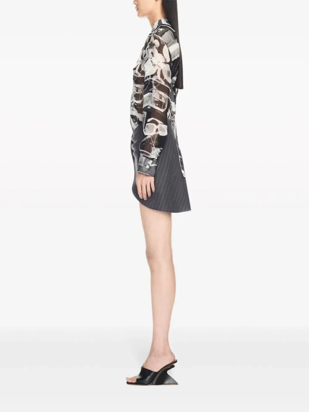 Off White Women Pinstripe Twist Mini Skirt Forged Iron No Color