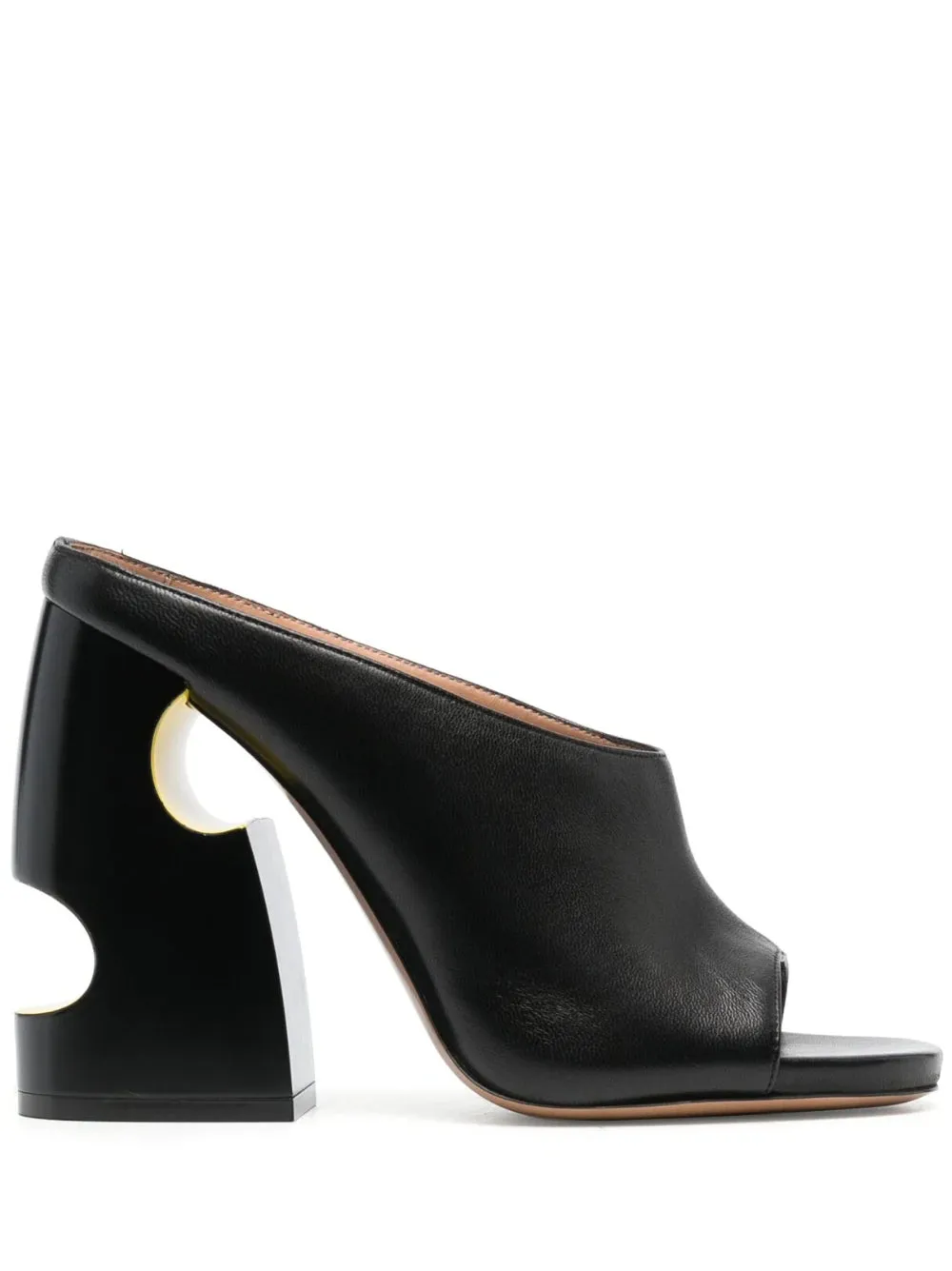 Off White Women Pop Meteor Block Thong Mule Black Yellow