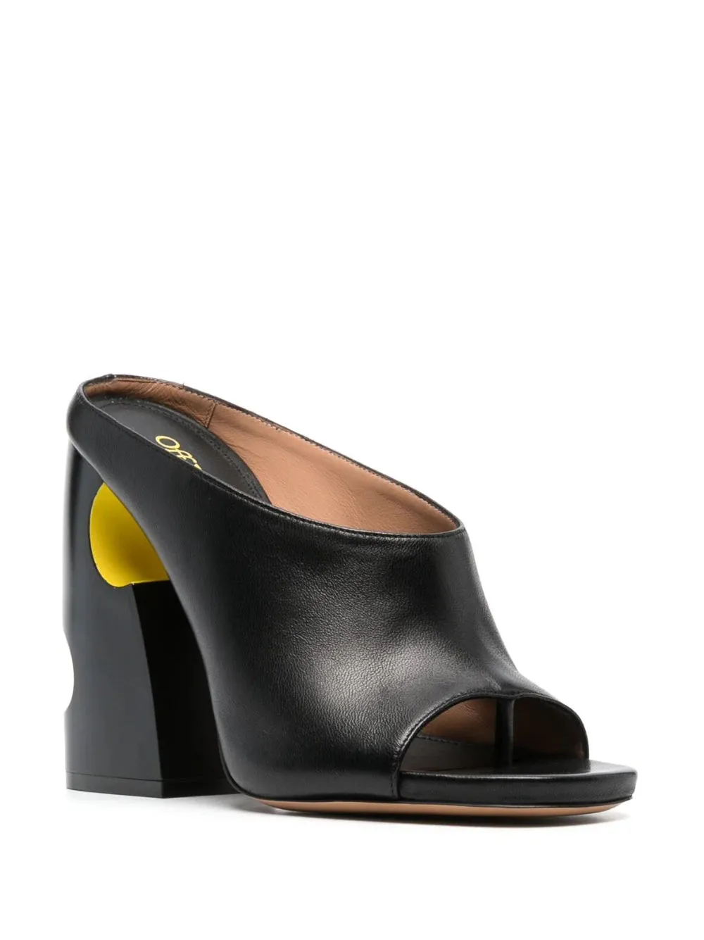 Off White Women Pop Meteor Block Thong Mule Black Yellow