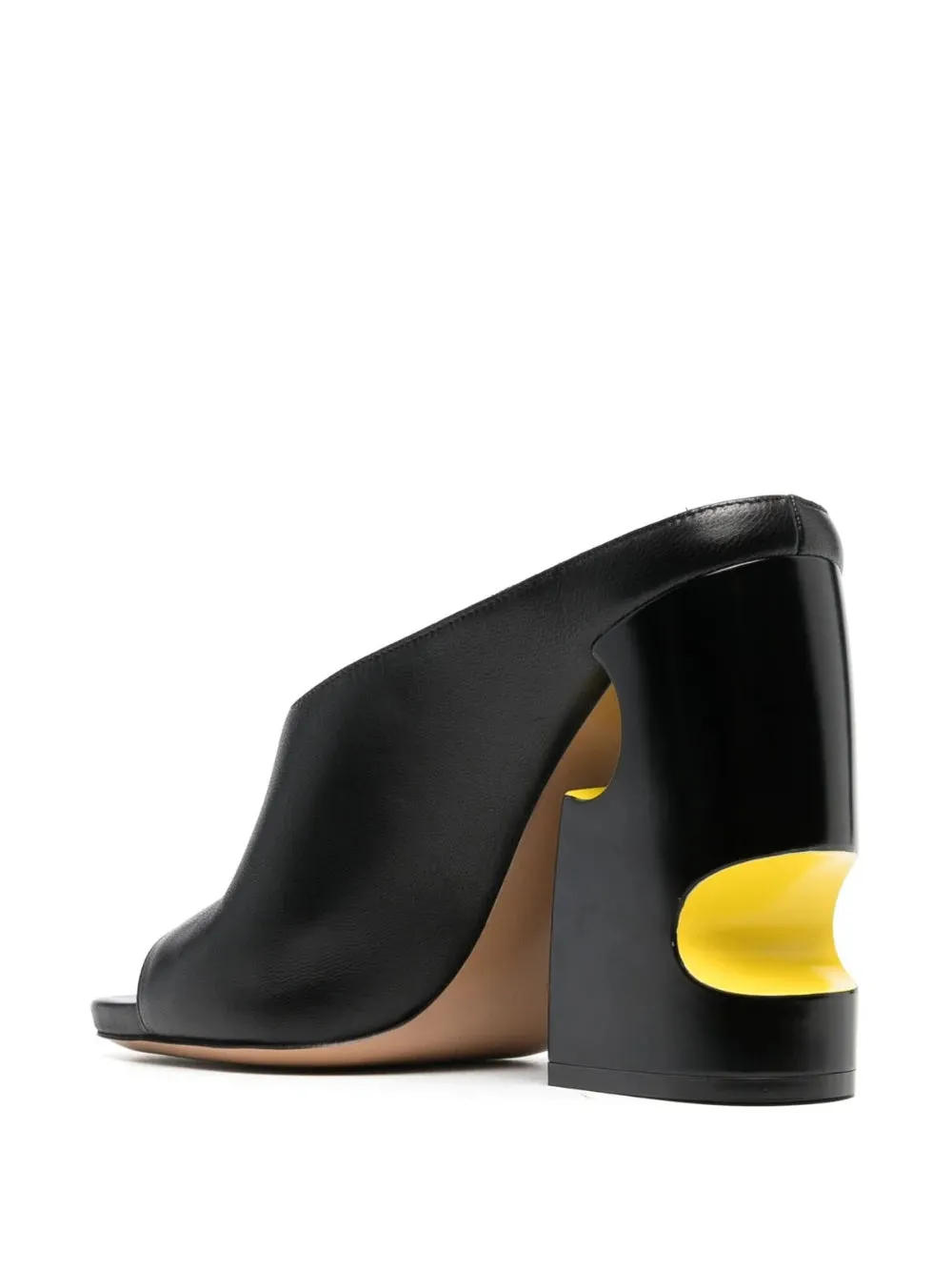 Off White Women Pop Meteor Block Thong Mule Black Yellow