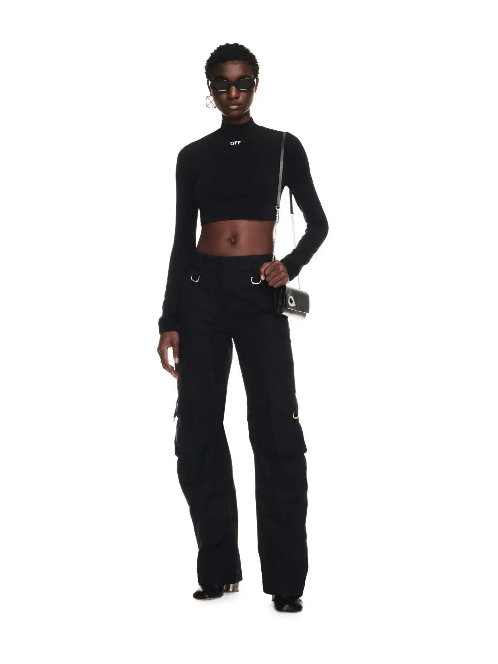 Off White Women Wo Blend Cargo Zip Pant Black No Color