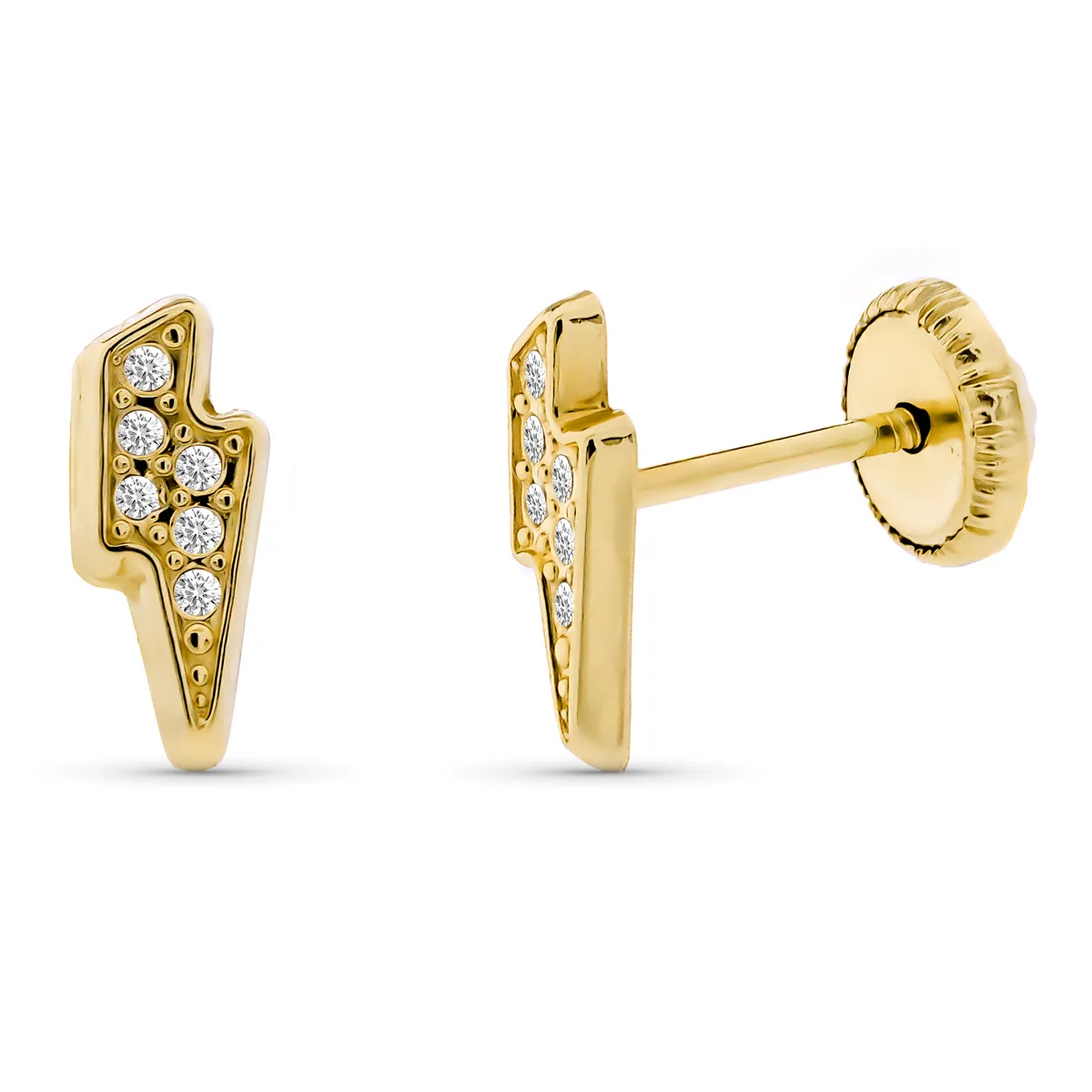 Pendientes Oro 18k Rayo Circonitas