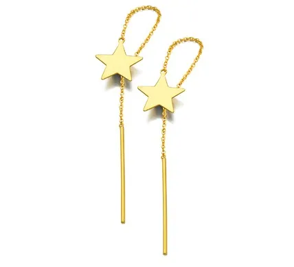 Pendientes Oro Cadenita Estrella