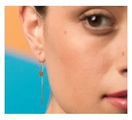 Pendientes Oro Cadenita Estrella