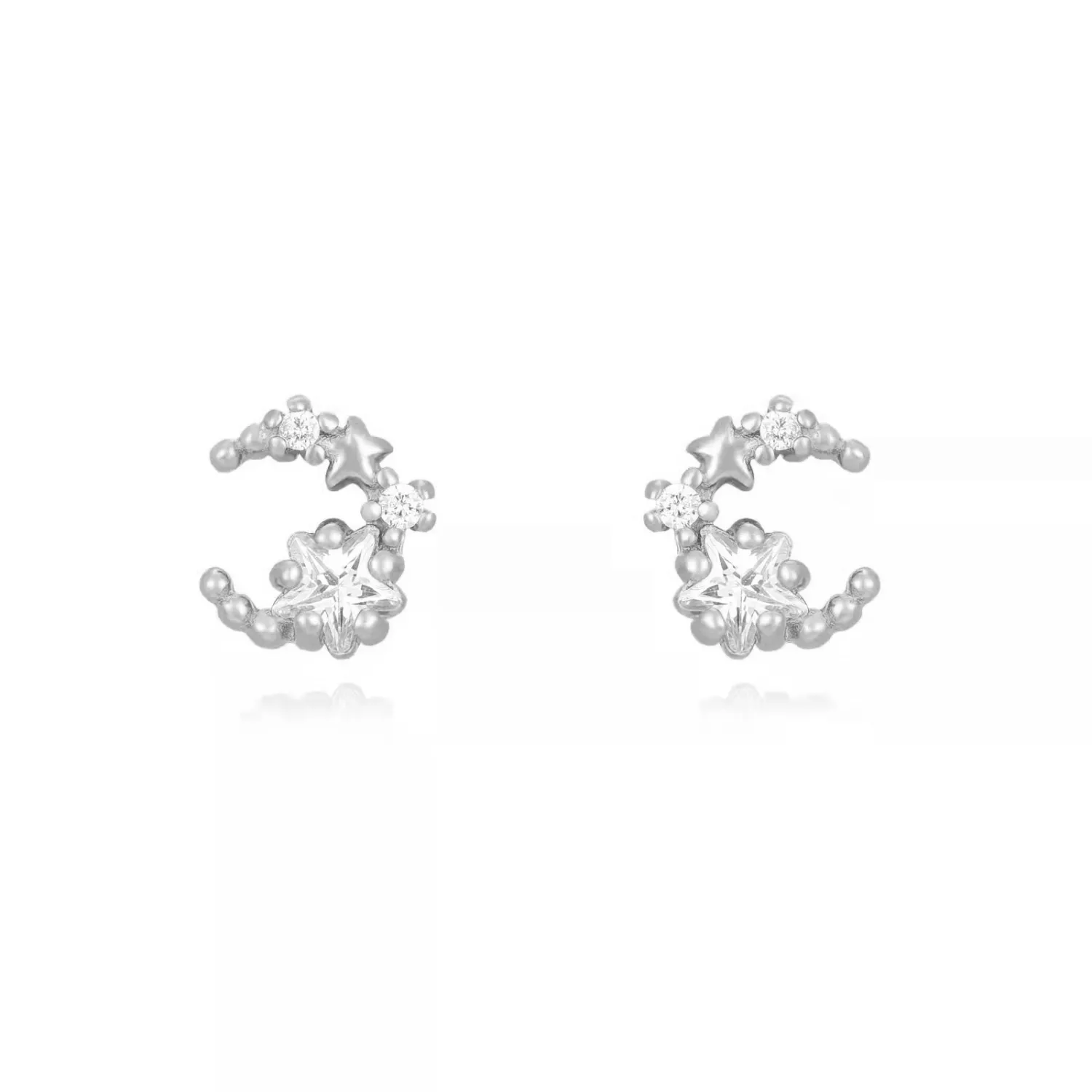 Pendientes Plata Luna de Estrellas