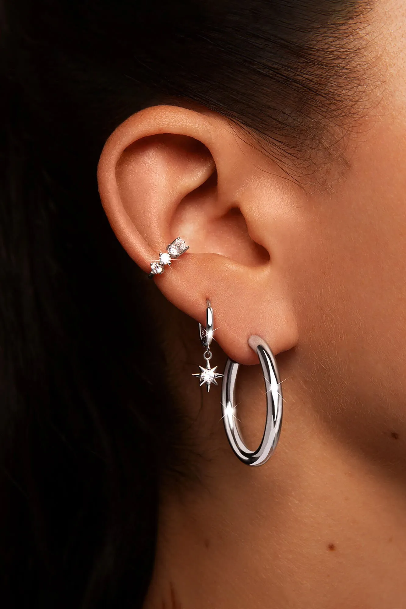 Pendientes Polar Star Plata